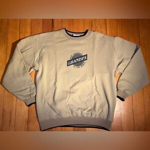 Vintage M&C Sport Sweatshirt Mens Beige Embroidered Best Grandpa In The World XL